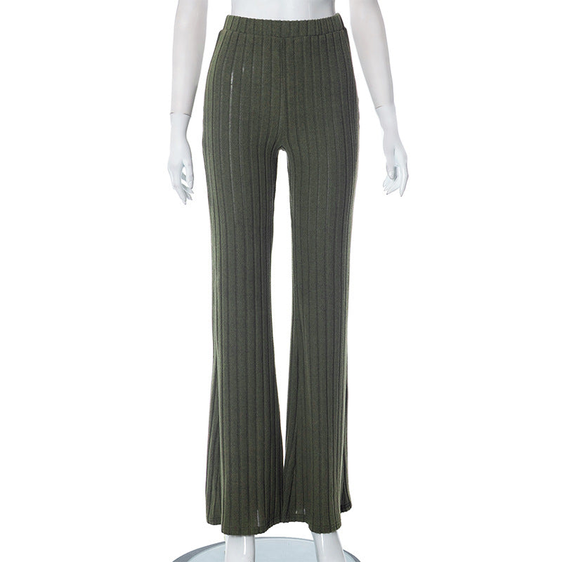 Casual Solid Color Micro Pull High Waist Pants Hosen Slim Fit Abnehmen Winter