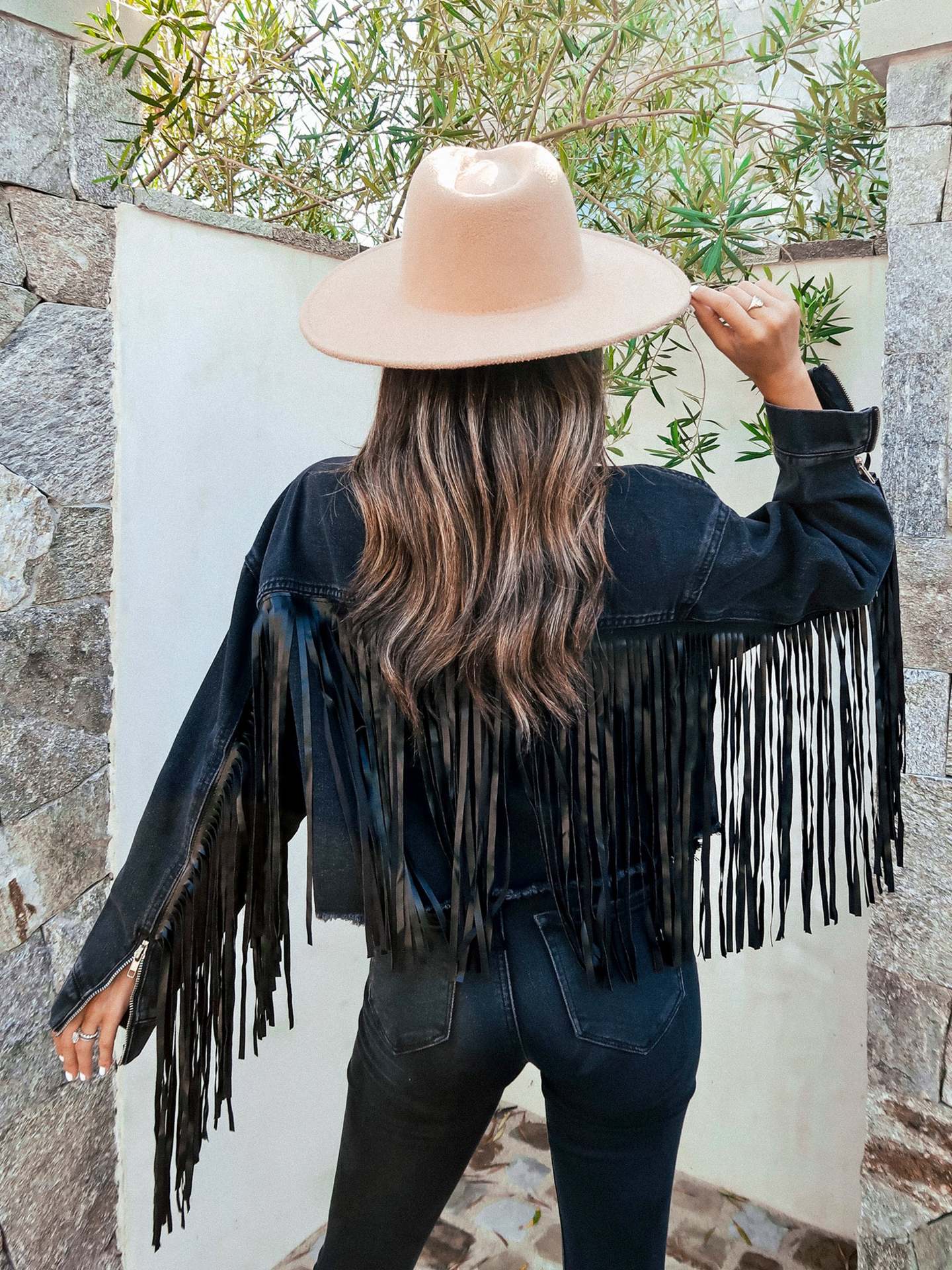 Casual Loose Cross Tassel Denim Jacket