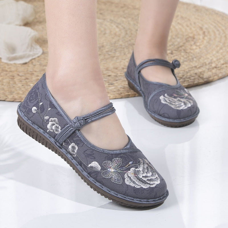 Women's Beijing Cloth Flat Handmade Embroidered Mother