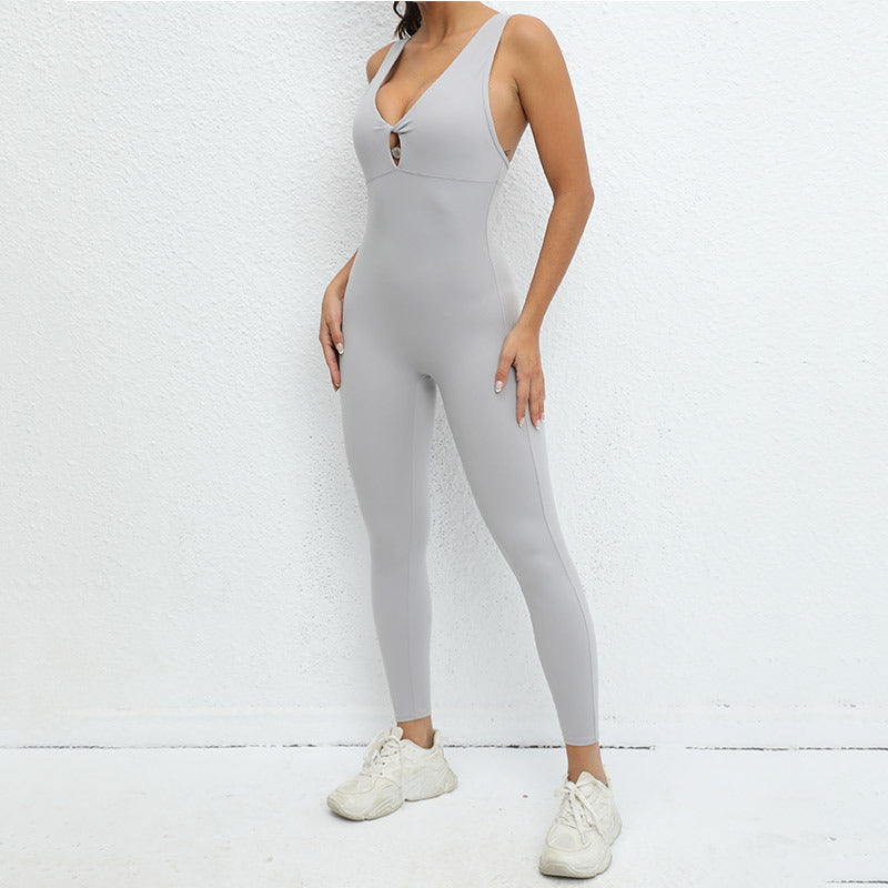 Jumpsuit One Piece Yoga Sleeveless Workout Running Sportswear Stretch Tight Training Wear