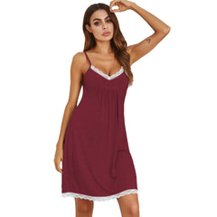 Pajamas Lace Modal Rayon Sling Homewear Nightdress