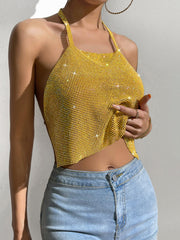 Quick Nightclub Metal Shiny Diamond Backless Square Collar