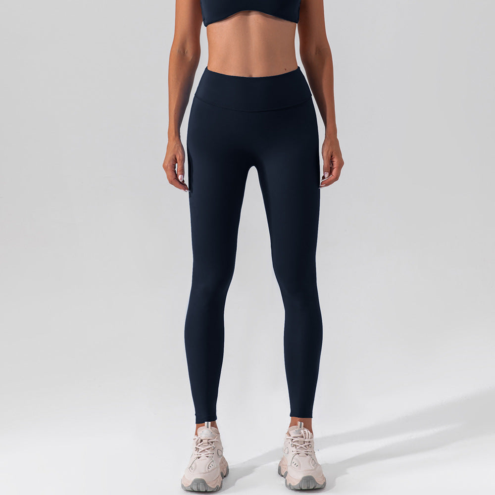 High Waist Stretch Brushed Nude Feel Yoga Pants Hip Lift Belly Shaping Slim Fit Fitness Pants Training Running Workout Pants