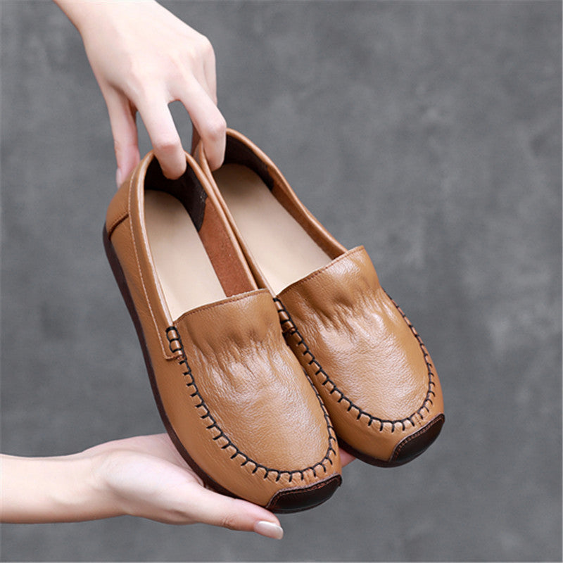 Escarpins Mom confortables en cuir de vache à semelle souple pour femmes, taille L