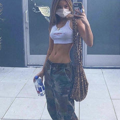 Jeans camouflage High Street Tooling Pantalons amples Pantalons larges Pantalons droits vert armée Pantalons décontractés