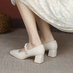 Women's Square Toe Vintage Mary Jane Spring Shallow Mouth