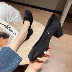 Chaussures hautes à bout carré pour femmes, style début de printemps