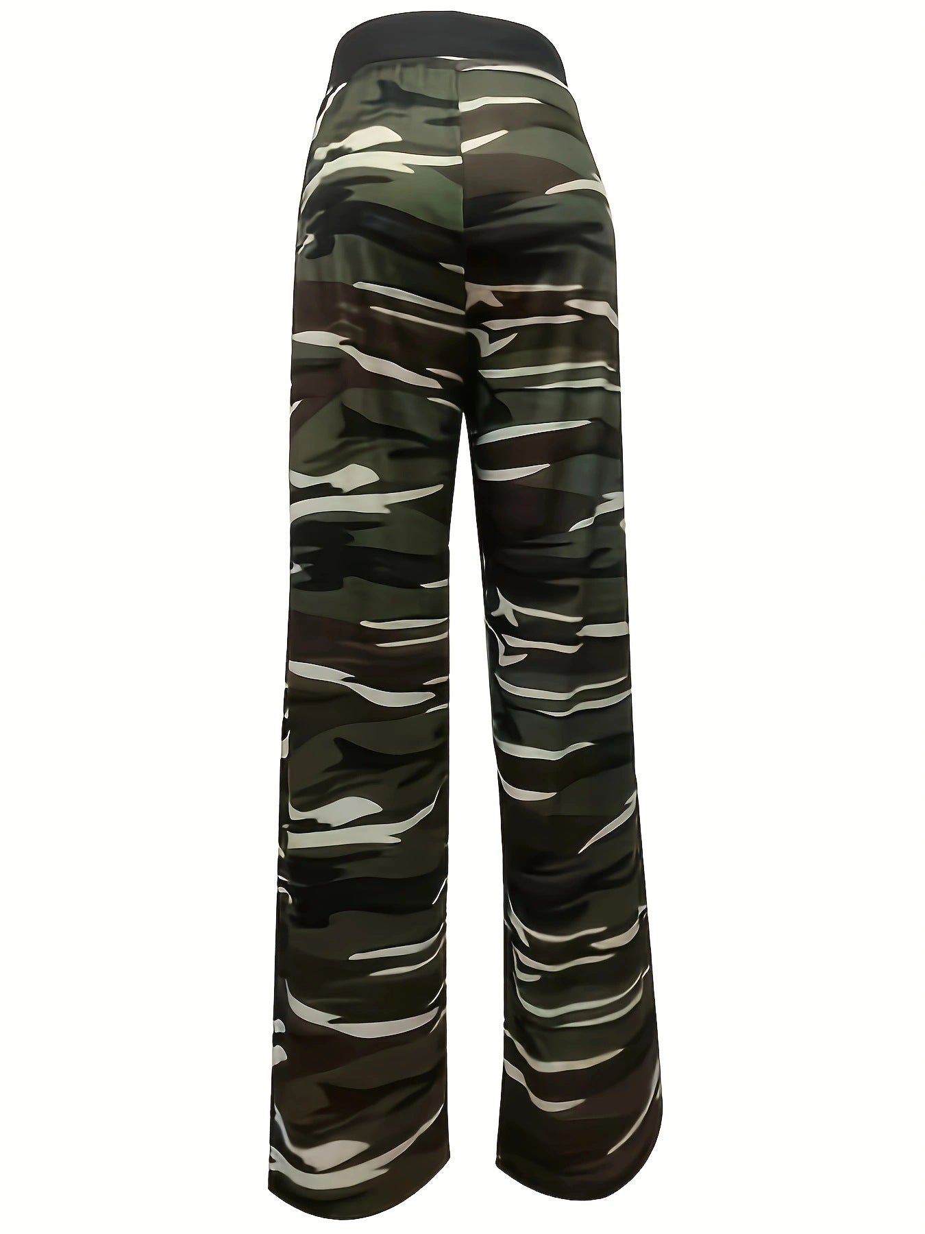 Bequeme, lässige Pyjamahose mit Camouflage-Print und elastischem Seil, weites Bein