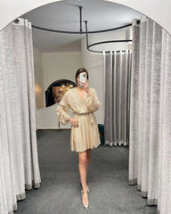 Birthday Party V neck Sequined Dress