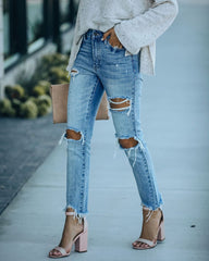 Ripped Street Slimming All-Matching Jeans Cropped Pants Casual Pants