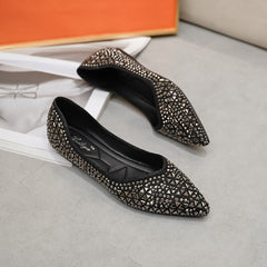 Women's Flat Pumps Pointed Toe Pearl Peas