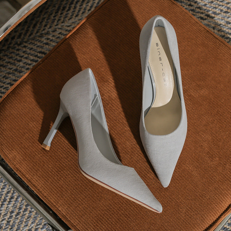 Damen Spitz High Stiletto Frühling Wildleder Heels