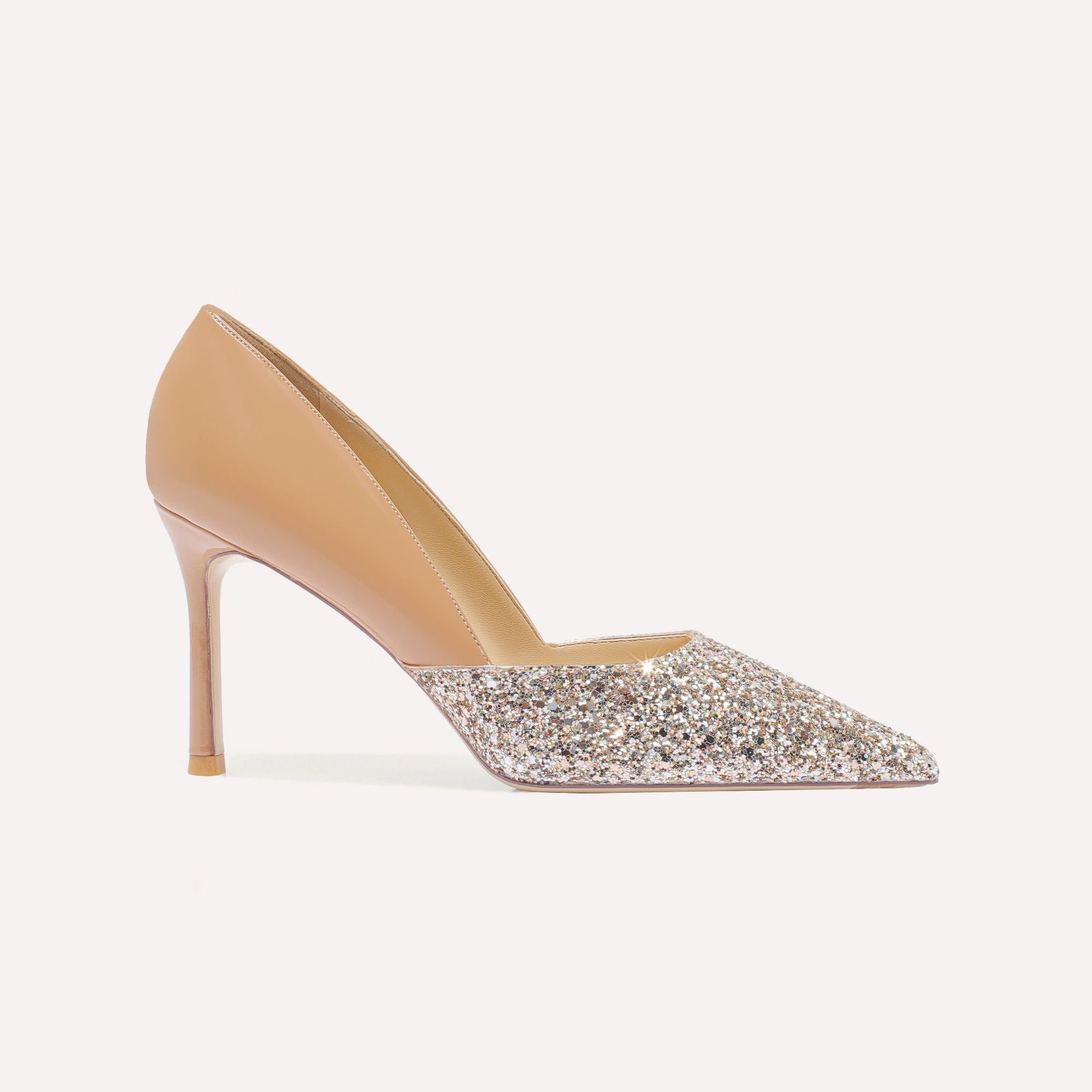 Women's Low-cut Pointed Sequined French Black Gold High