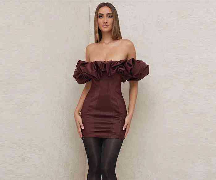 Einfarbiges, schulterfreies, schmales Tube-Top-Kleid