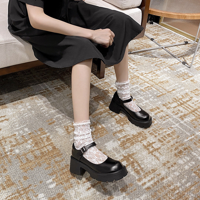 Mary Janes à plateforme authentiques pour femmes, style Preppy, petite