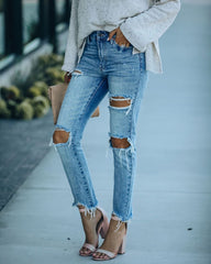 Ripped Street Slimming All-Matching Jeans Cropped Pants Casual Pants