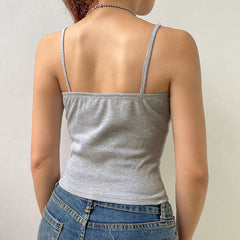 Stitching Lace Small Sling Inner Backless V Neck Vest Simple Slim Bottoming Short Top