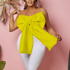 Bowknot Decoration Asymmetric Short Top