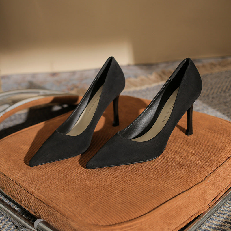 Damen Spitz High Stiletto Frühling Wildleder Heels