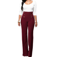 Casual Pants Button Solid Color Trousers Bootcut Trousers