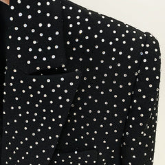 Ensemble blazer et jupe slim à un bouton avec strass pour célébrités