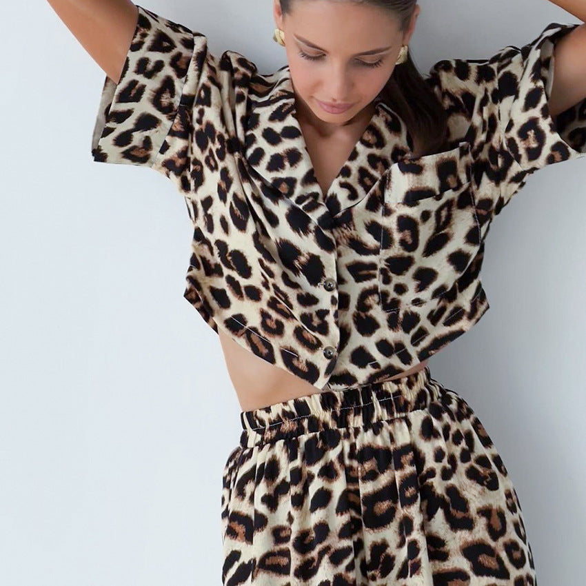 Pattern Printable Breathable Comfortable Short Sleeve Trousers Pajamas Two Piece Set Homewear