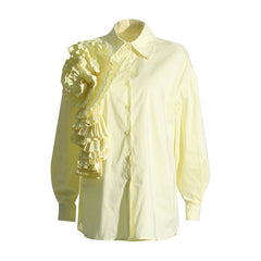 Loose Casual Three-Dimensional Floral Stitching Personalized Minority Solid Color Shirt