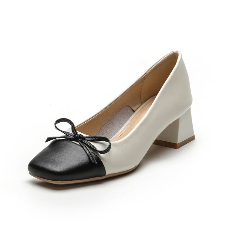 Durable Women's Pumps Korean Style Genuine Leather Shoes