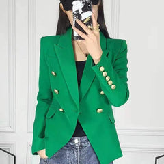 High Quality Top Blazer Metal Lion Head Buckle Double Breasted Small Blazers