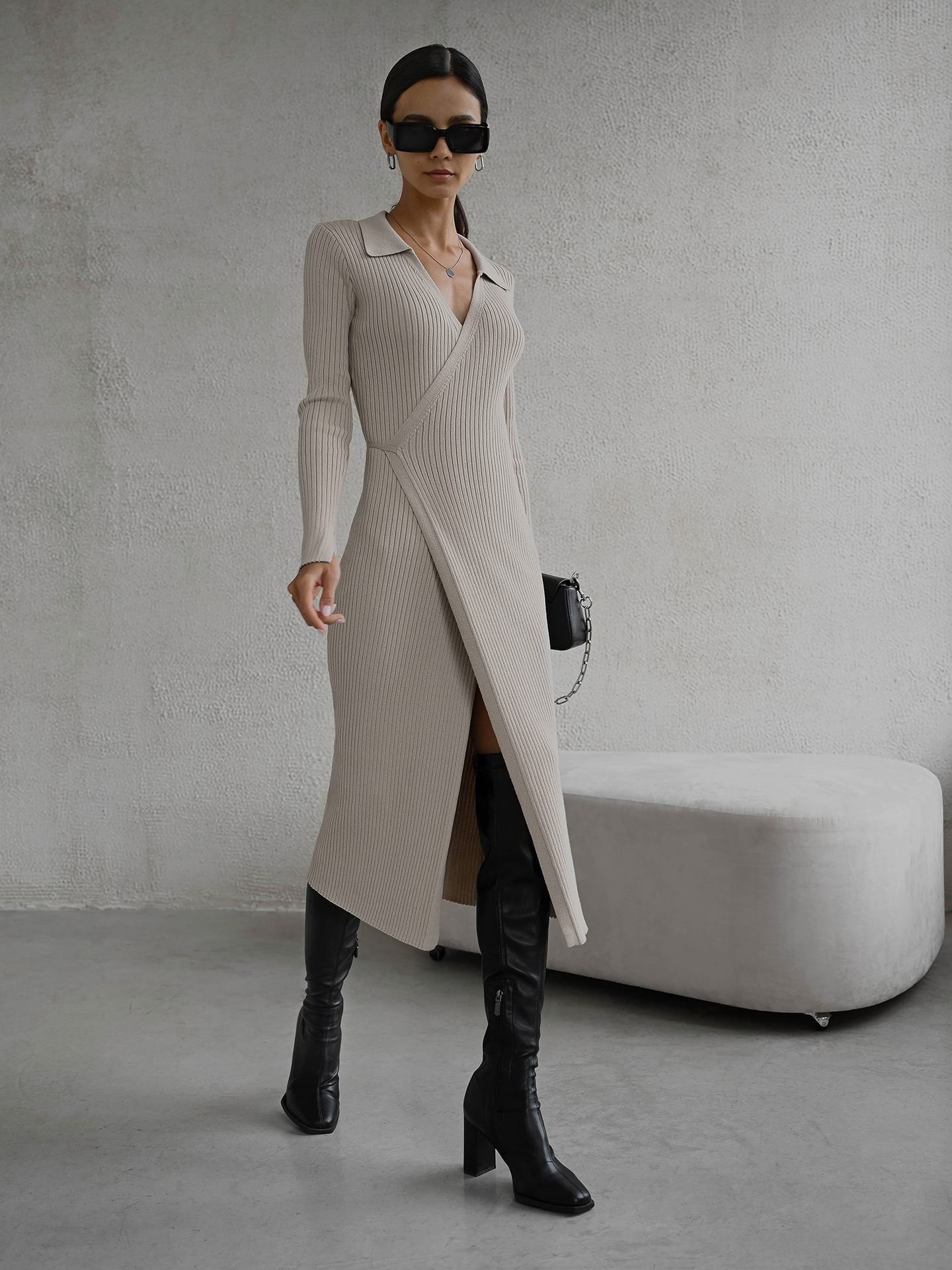 Split Strap Thread Knitted Dress