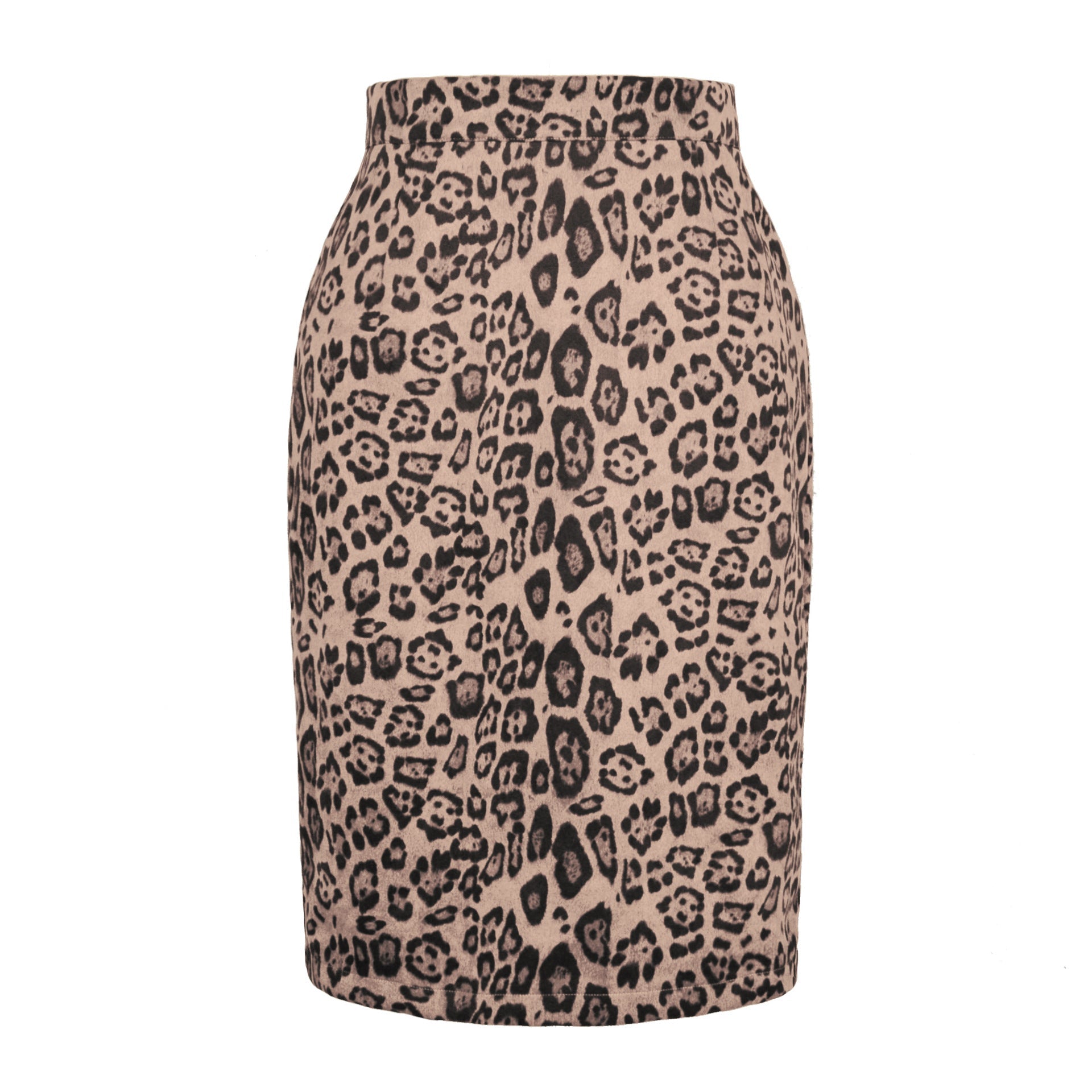 Smiley Face Leopard Suede Skirt High Waist Printed Midi Skirt