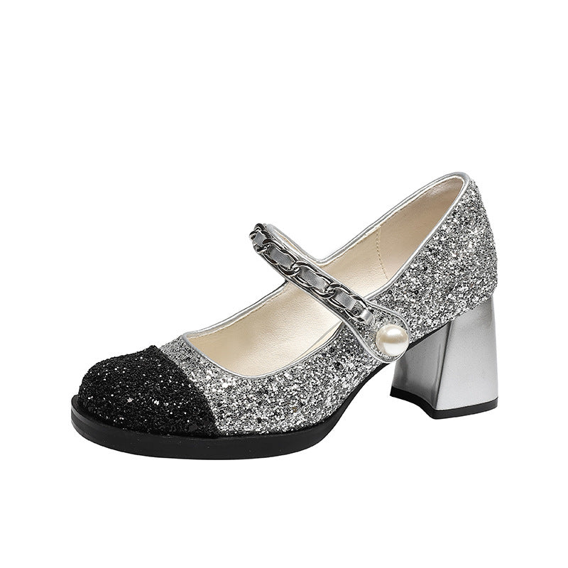 Chaussures hautes Jane à bout carré et style français pour femmes