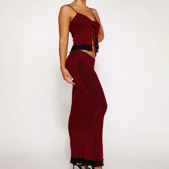 Strap Tube Top Two Piece Backless Skirt Set