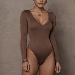 Bottoming Shirt Tight Modal Long Sleeve V-neck Bodysuit