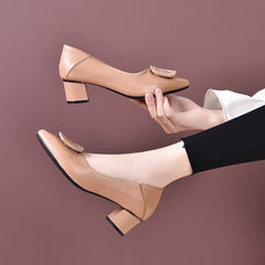 Women's Toe Shallow Mouth Mid Soft Bottom Chunky