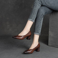 Women's Shu First Layer Cowhide Hand-rub Color Retro