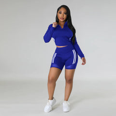 Casual Long Sleeved Topable Bum Lift Shorts Casual Suit