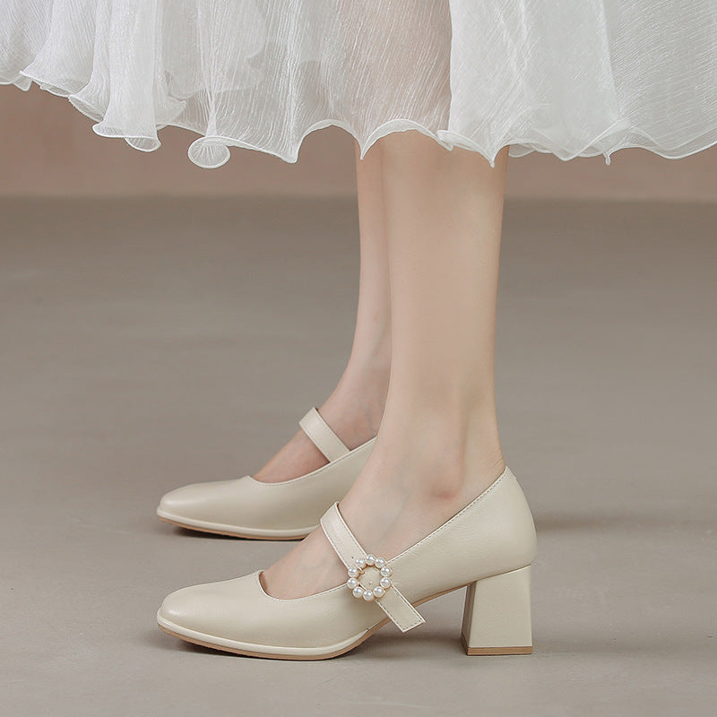 Women's Mary Jane Square Toe Chunky