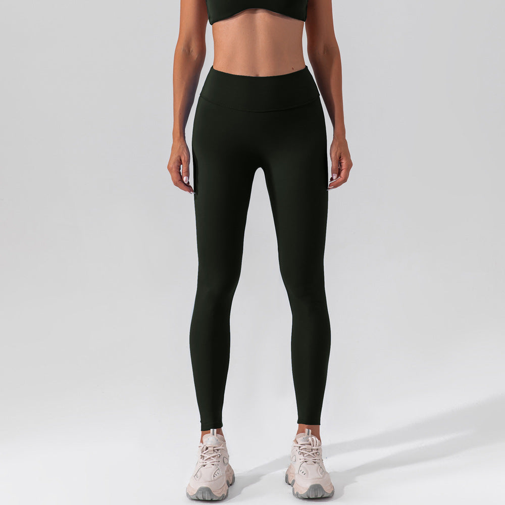 High Waist Stretch Brushed Nude Feel Yoga Pants Hip Lift Belly Shaping Slim Fit Fitness Pants Training Running Workout Pants