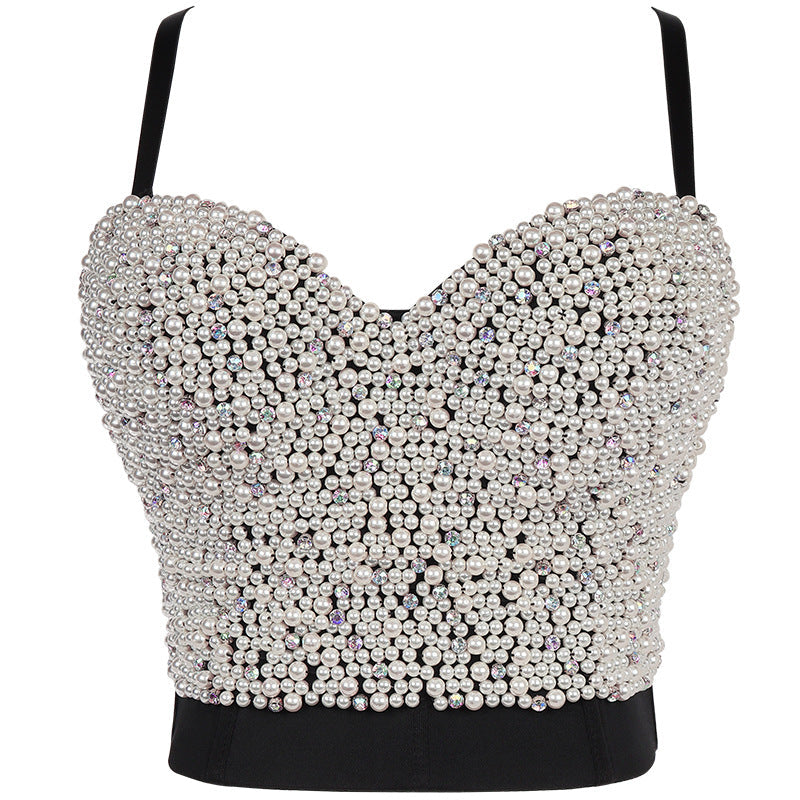 Bubble Beads plus Diamond Tube Top Handmade Studded Brassiere Body Shaping Vest Trendy Sling Stage Performance Costume