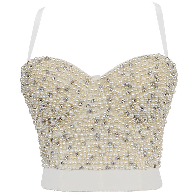 Bubble Beads plus Diamond Tube Top Handmade Studded Brassiere Body Shaping Vest Trendy Sling Stage Performance Costume