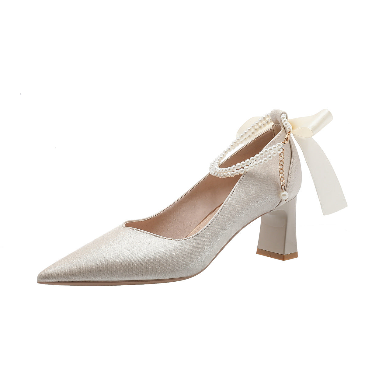 Women's Pointed High Chunky Mary Jane French Heels