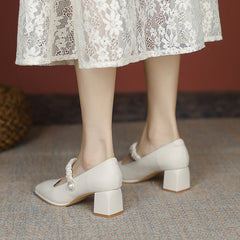 Women's Square Toe Vintage Mary Jane Spring Shallow Mouth