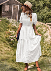 Lässiges Urlaubskleid, kurzärmelig, A-Linien-Kleid, Station