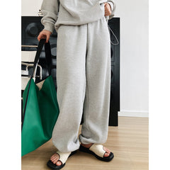 Korean-Style Long-Sleeved Waffle Sweater Ankle-Tied Sweatpants Two-Piece Suit Casual Exercise