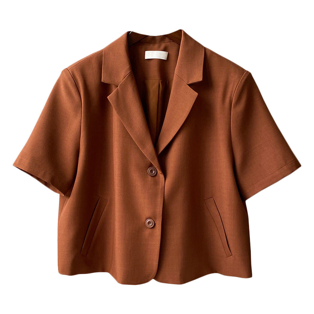 Solid Color Short Sleeved Small Korean Loose Short Small Blazers