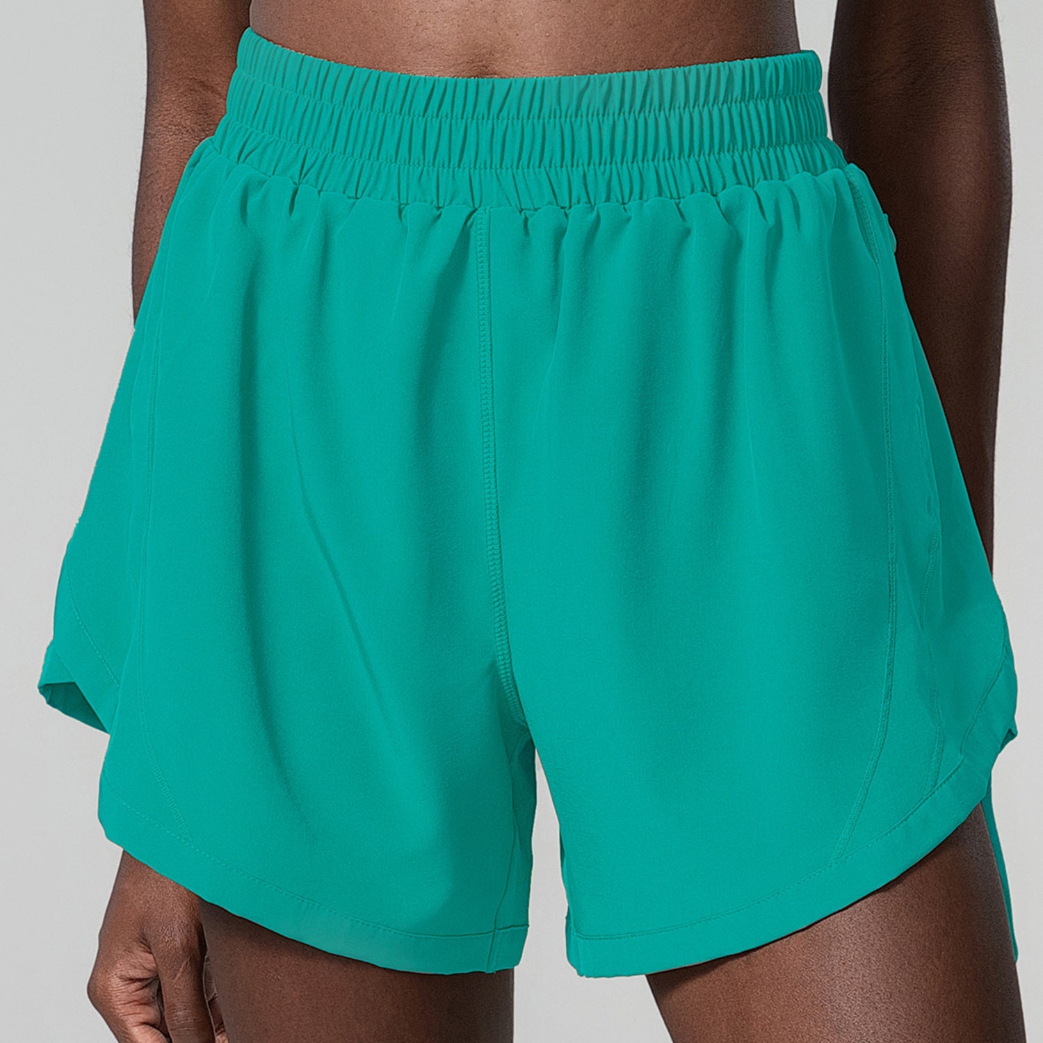 Hidden Pocket Loose Sports Shorts Faux Two Piece Woven Yoga Fitness Shorts