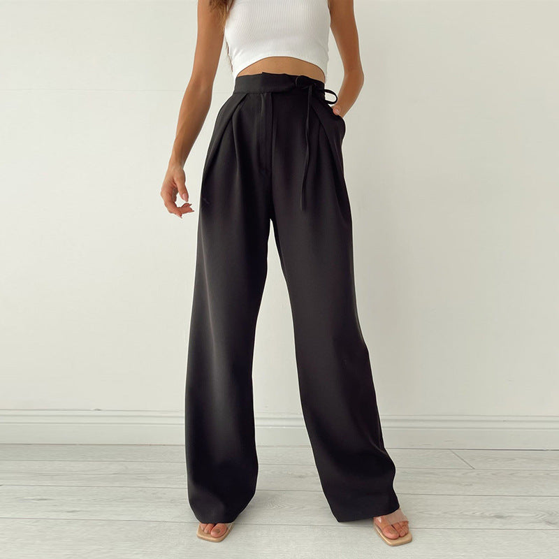 Bandage Wide Leg Pants Office Mopping Wide Leg Pants