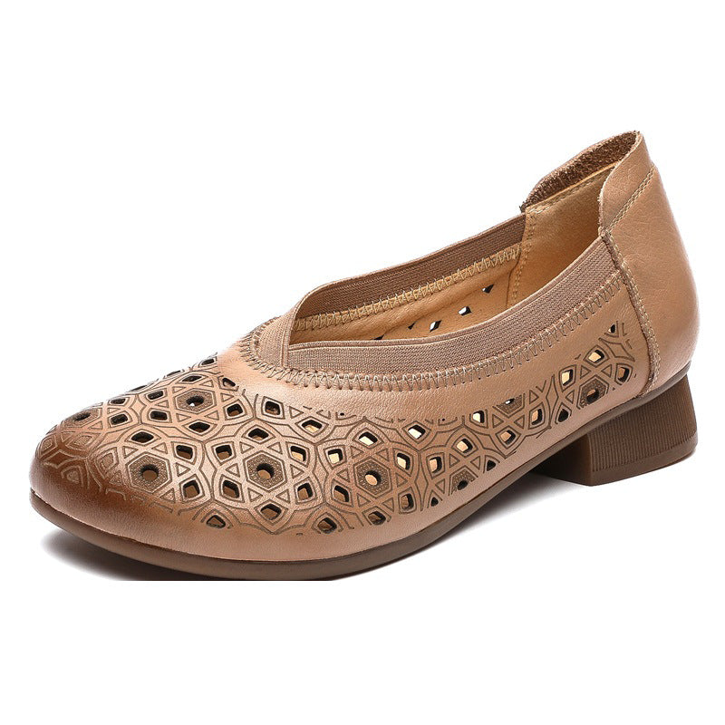 Chunky Hollow Beef Tendon Soft Bottom Heels