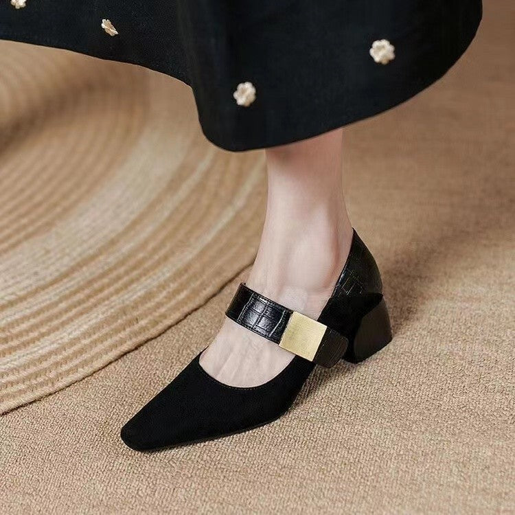 Women's Square Toe Mary Jane Mid Retro Word
